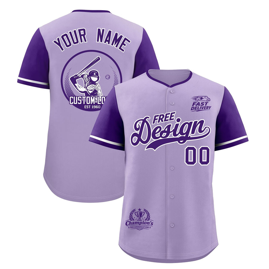 Custom Light Purple Purple Classic Style Baseball Jersey Stitched Sports Uniform Personalized For Teams | BuyFootballJersey