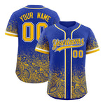 Custom Royal Yellow Floral Print Pattern Full Button Gradient Fashion Baseball Jersey | BuyFootballJersey