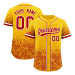 Custom Yellow Red Floral Print Pattern Full Button Gradient Fashion Baseball Jersey | BuyFootballJersey