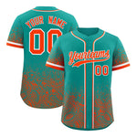 Custom Aqua Orange Floral Print Pattern Full Button Gradient Fashion Baseball Jersey | BuyFootballJersey