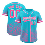 Custom Sky Blue Pink Floral Print Pattern Full Button Gradient Fashion Baseball Jersey | BuyFootballJersey