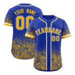 Custom Royal Yellow Floral Print Pattern Full Button Gradient Fashion Baseball Jersey | BuyFootballJersey