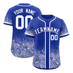 Custom Royal White Floral Print Pattern Full Button Gradient Fashion Baseball Jersey | BuyFootballJersey