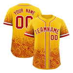 Custom Yellow Red Floral Print Pattern Full Button Gradient Fashion Baseball Jersey | BuyFootballJersey