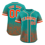 Custom Aqua Orange Floral Print Pattern Full Button Gradient Fashion Baseball Jersey | BuyFootballJersey