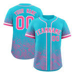 Custom Sky Blue Pink Floral Print Pattern Full Button Gradient Fashion Baseball Jersey | BuyFootballJersey