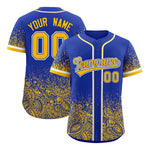 Custom Royal Yellow Floral Print Pattern Full Button Gradient Fashion Baseball Jersey | BuyFootballJersey