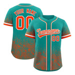 Custom Aqua Orange Floral Print Pattern Full Button Gradient Fashion Baseball Jersey | BuyFootballJersey
