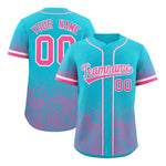 Custom Sky Blue Pink Floral Print Pattern Full Button Gradient Fashion Baseball Jersey | BuyFootballJersey