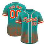 Custom Aqua Orange Floral Print Pattern Full Button Gradient Fashion Baseball Jersey | BuyFootballJersey