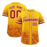 Custom Yellow Red Floral Print Pattern Full Button Gradient Fashion Baseball Jersey | BuyFootballJersey