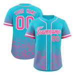 Custom Sky Blue Pink Floral Print Pattern Full Button Gradient Fashion Baseball Jersey | BuyFootballJersey