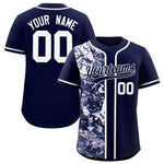 Custom Navy White Split Personalized Graffiti Raglan Sleeve Baseball Jersey | BuyFootballJersey