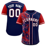 Custom Navy Red Split Personalized Graffiti Raglan Sleeve Baseball Jersey | BuyFootballJersey