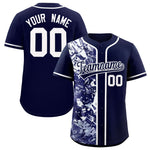 Custom Navy White Split Personalized Graffiti Raglan Sleeve Baseball Jersey | BuyFootballJersey