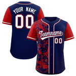 Custom Navy Red Split Personalized Graffiti Raglan Sleeve Baseball Jersey | BuyFootballJersey