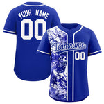 Custom Royal White Split Personalized Graffiti Raglan Sleeve Baseball Jersey | BuyFootballJersey