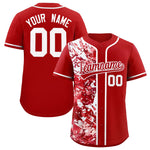 Custom Red White Split Personalized Graffiti Raglan Sleeve Baseball Jersey | BuyFootballJersey