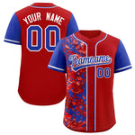 Custom Red Royal Split Personalized Graffiti Raglan Sleeve Baseball Jersey | BuyFootballJersey
