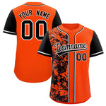 Custom Orange Black Split Personalized Graffiti Raglan Sleeve Baseball Jersey | BuyFootballJersey