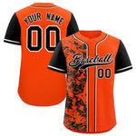 Custom Orange Black Split Personalized Graffiti Raglan Sleeve Baseball Jersey | BuyFootballJersey