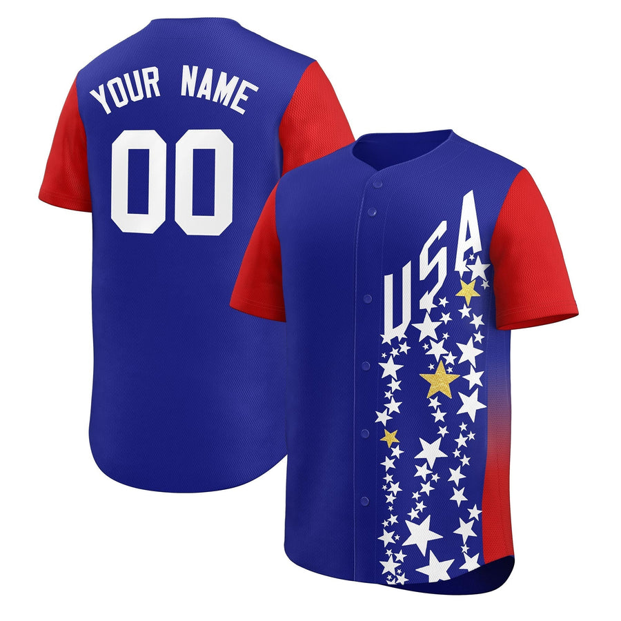 Custom Red Royal Baseball Team Jerseys Star Graffiti Tournament-Style Watch-Party Performance Jersey | BuyFootballJersey