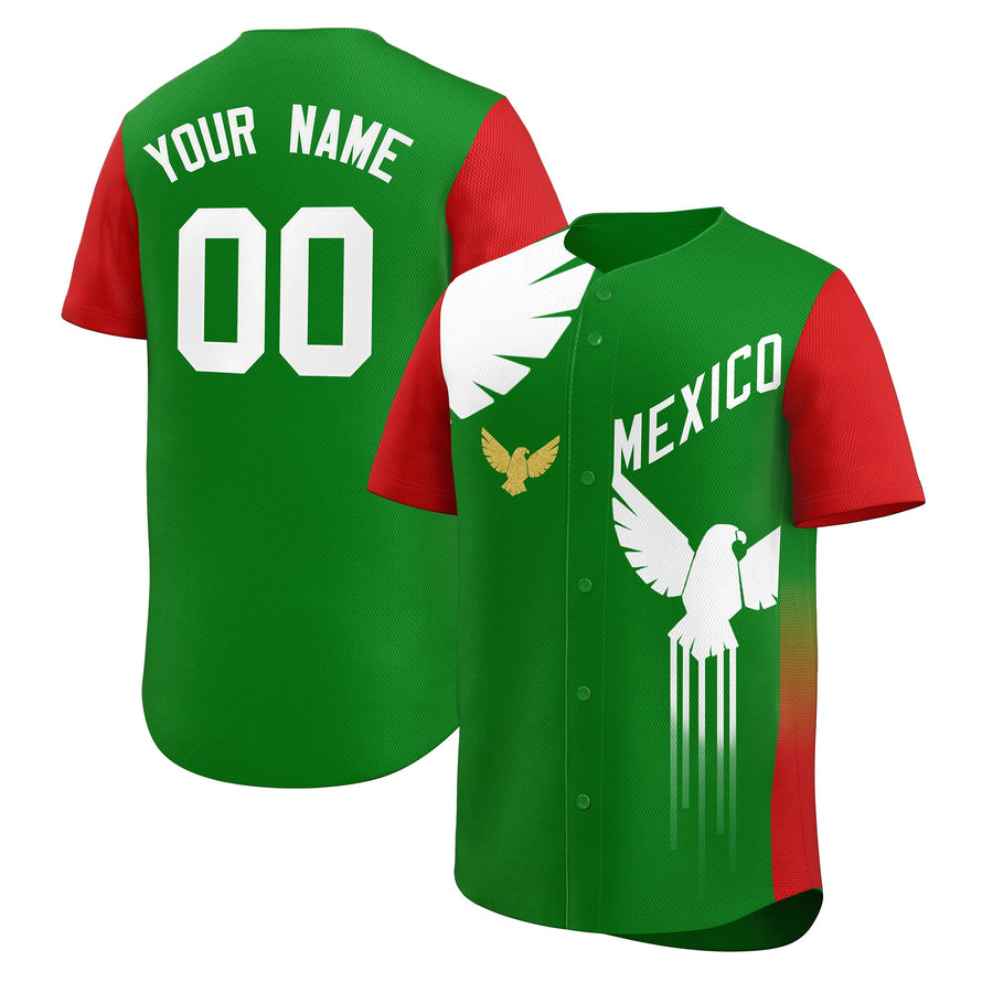 Custom Red Kelly Baseball Jerseys Green Graffiti Tournament-Style Eagle Graphic Fan Event Uniform | BuyFootballJersey