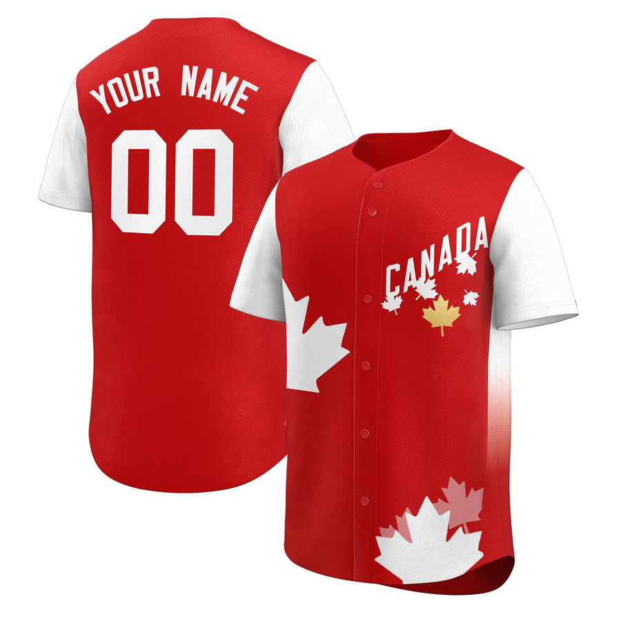 Custom Personalized White Red Baseball Jerseys Graffiti Tournament-Style Maple-Leaf Graphic Game Night Jersey | BuyFootballJersey