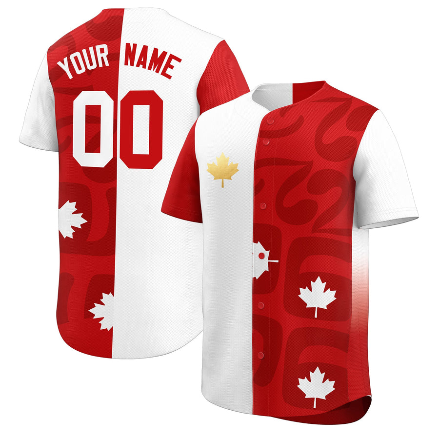 Custom White Red Baseball Jerseys Graffiti Tournament-Style Style Maple-Leaf Graphic Group Party Jersey | BuyFootballJersey