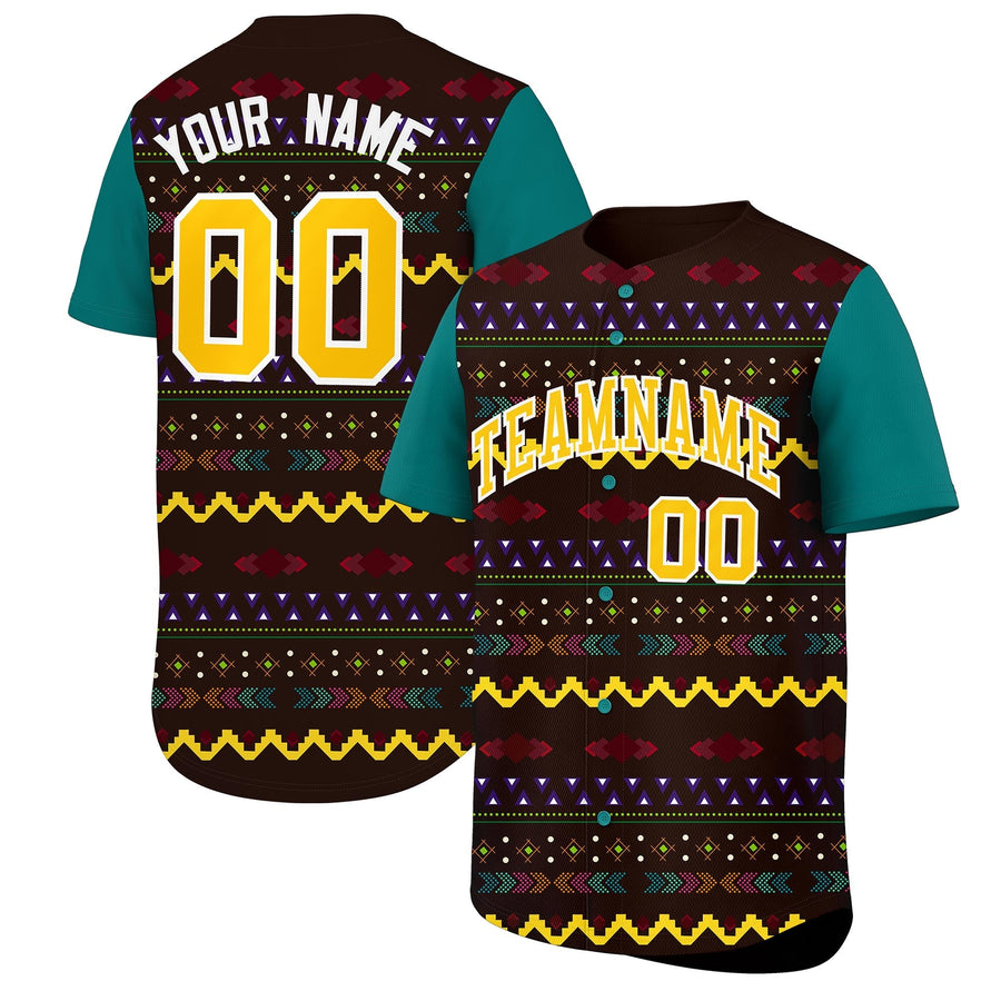 Custom Brown Teal White Mexican style Breathable Baseball Jersey | BuyFootballJersey