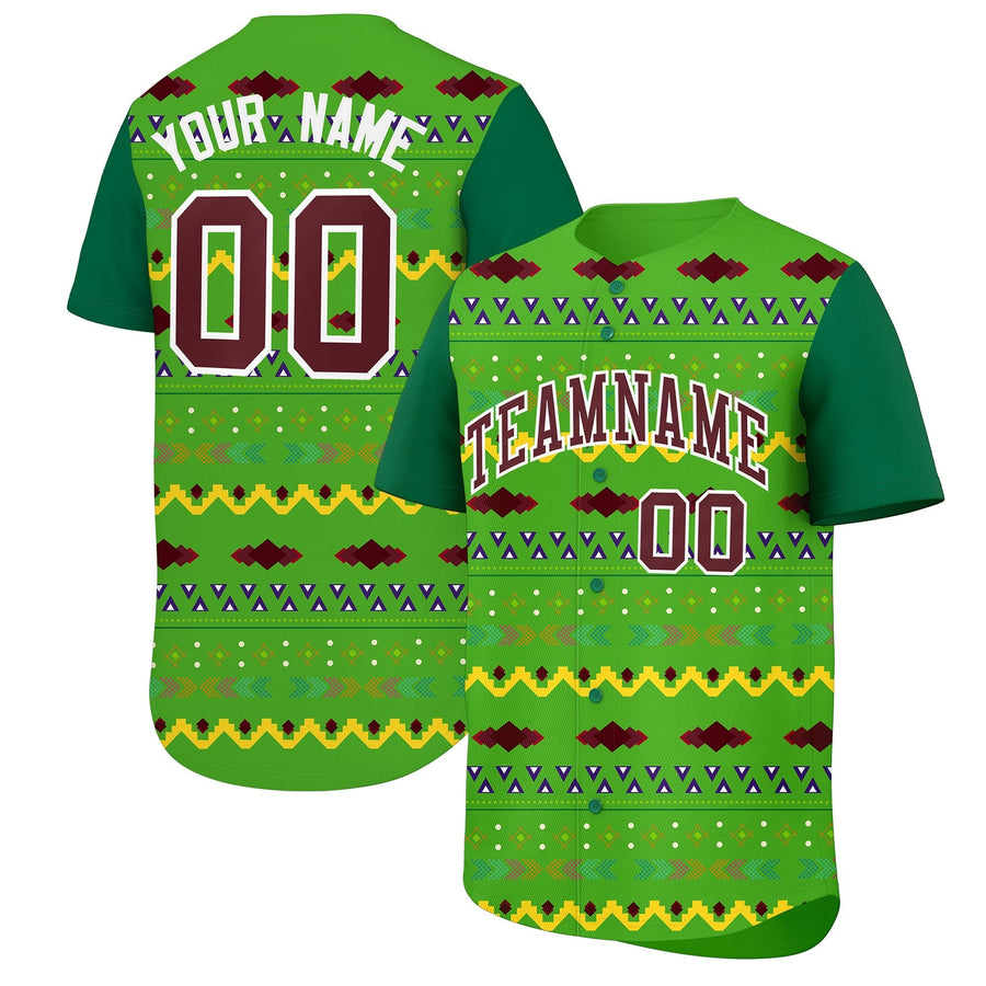 Custom Light Green Kelly Green White Mexican style Stretch Fabric Baseball Jersey | BuyFootballJersey