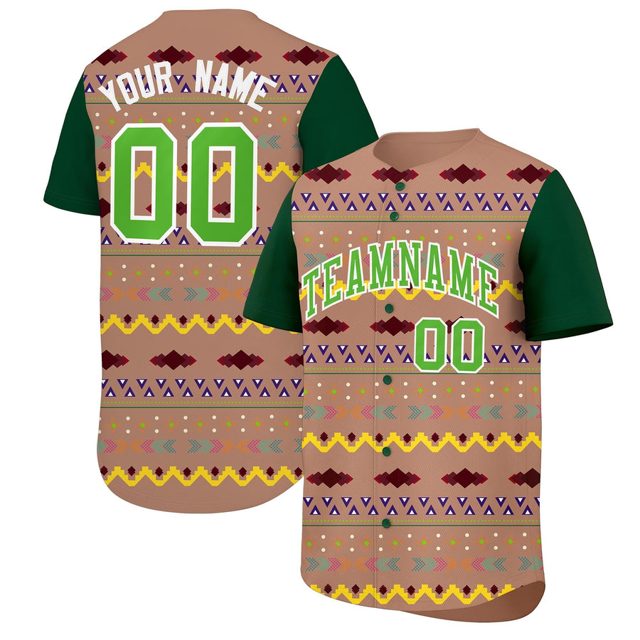 Custom Coffee Dark Green White Mexican style Lightweight Baseball Jersey | BuyFootballJersey