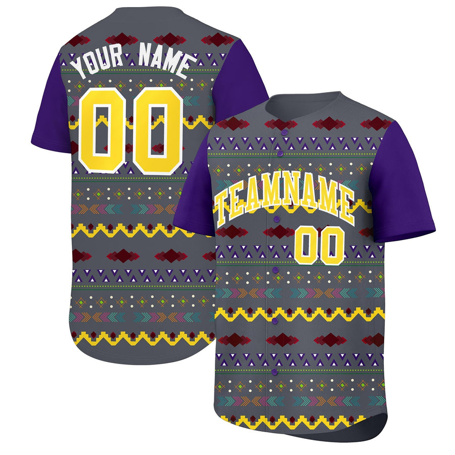 Custom Purple White Gold Mexican style Lightweight Baseball Jersey | BuyFootballJersey