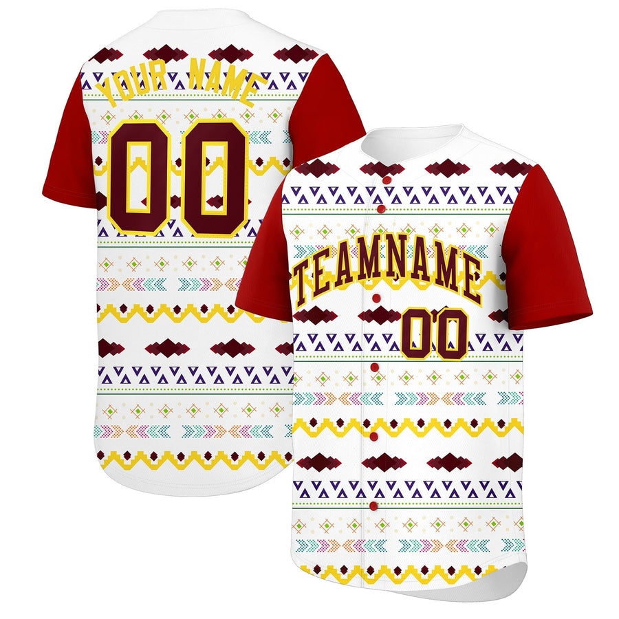 Custom White Red Gold Mexican style Breathable Baseball Jersey | BuyFootballJersey