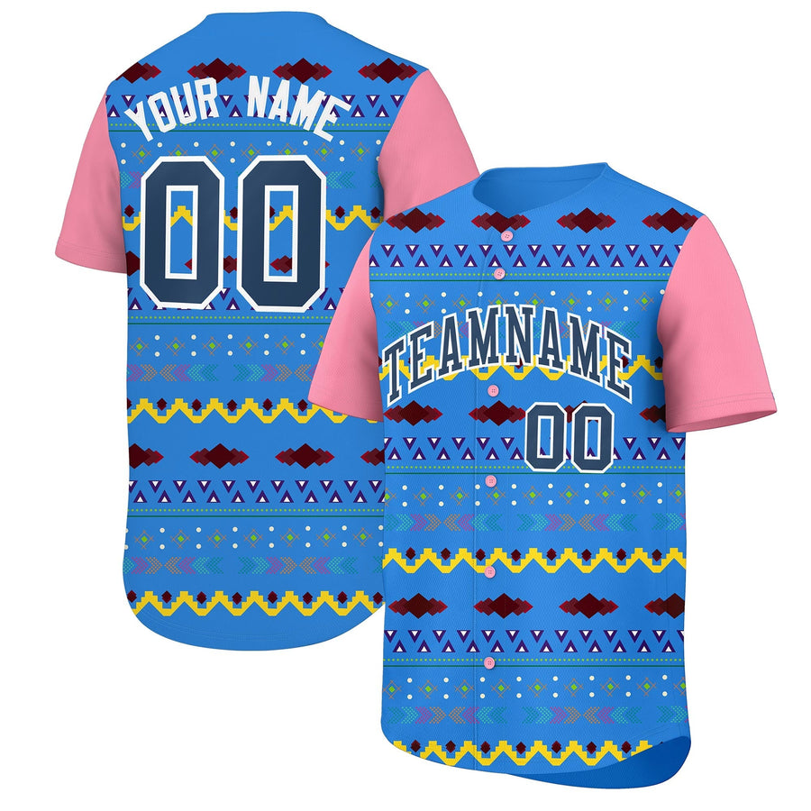 Custom Light Pink White Midnight Blue Mexican style Lightweight Baseball Jersey | BuyFootballJersey