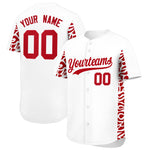 Custom White Red Personalized Leopard Graffiti Pattern Side Design Baseball Jersey | BuyFootballJersey