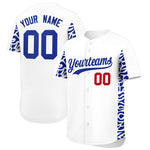 Custom White Royal Personalized Leopard Graffiti Pattern Side Design Baseball Jersey | BuyFootballJersey