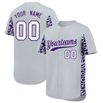 Custom Silver Purple Personalized Leopard Graffiti Pattern Side Design Baseball Jersey | BuyFootballJersey