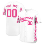 Custom White Pink Personalized Leopard Graffiti Pattern Side Design Baseball Jersey | BuyFootballJersey