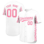 Custom White Light Pink Personalized Leopard Graffiti Pattern Side Design Baseball Jersey | BuyFootballJersey
