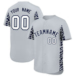Custom Silver Navy Personalized Leopard Graffiti Pattern Side Design Baseball Jersey | BuyFootballJersey
