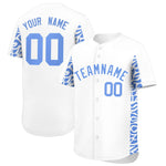 Custom White Powder Blue Personalized Leopard Graffiti Pattern Side Design Baseball Jersey | BuyFootballJersey
