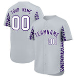 Custom Silver Purple Personalized Leopard Graffiti Pattern Side Design Baseball Jersey | BuyFootballJersey