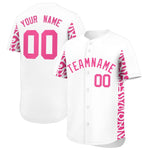 Custom White Pink Personalized Leopard Graffiti Pattern Side Design Baseball Jersey | BuyFootballJersey