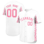 Custom White Light Pink Personalized Leopard Graffiti Pattern Side Design Baseball Jersey | BuyFootballJersey