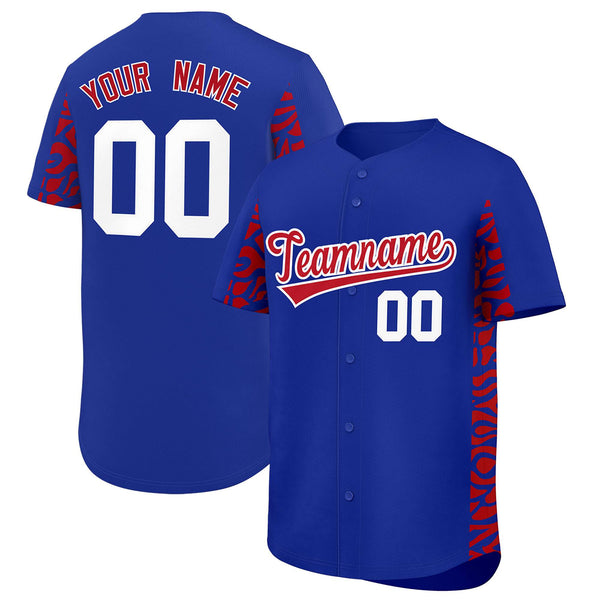 Custom Royal Red Personalized Leopard Graffiti Pattern Side Design Baseball Jersey | BuyFootballJersey