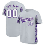 Custom Silver Purple Personalized Leopard Graffiti Pattern Side Design Baseball Jersey | BuyFootballJersey