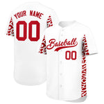 Custom White Red Personalized Leopard Graffiti Pattern Side Design Baseball Jersey | BuyFootballJersey