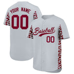 Custom Silver Crimson Personalized Leopard Graffiti Pattern Side Design Baseball Jersey | BuyFootballJersey