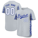 Custom Silver Royal Personalized Leopard Graffiti Pattern Side Design Baseball Jersey | BuyFootballJersey